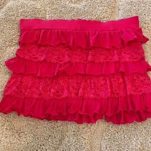 Vibrant Pink Stretch Lace Mini Skirt